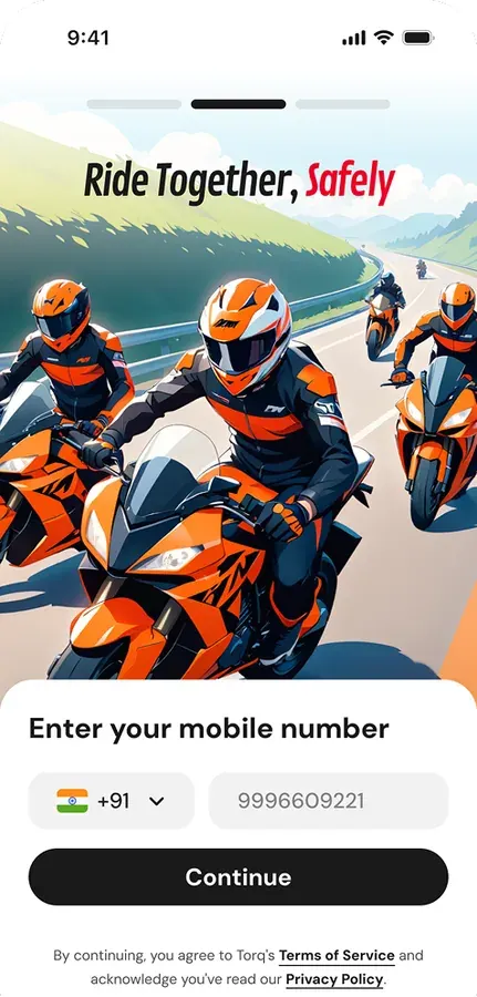 Torq app onboarding screen